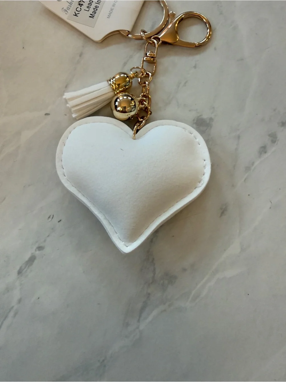 ✨ Bling Heart Baseball Puffy Keychain Bag Charm with Tassel ✨